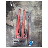 Lot - (3) 36-Inch Heavy Duty Pipe Wrenches