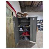 Lot - Metal Storage Cabinet with Assorted Automotive and Hand Tools