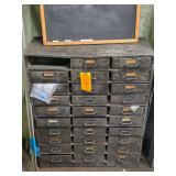 Industrial Metal Parts Cabinet with Contents