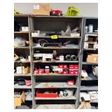 Lot - Metal Shelves with Contents: Assorted Small Engine Parts, Filters and Components