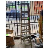 Lot - (1) Louisville Extension Ladder and (1) Wood Step Stool