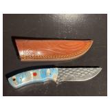 Damascus Steel Knife with Sheath