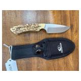 Mossy Oak Fixed Blade Hunting Knife with Sheath and Bone-Style Handle