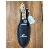 Mossy Oak Fixed Blade Hunting Knife with Sheath and Bone-Style Handle