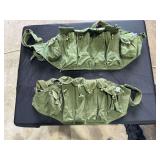 (2) Green Canvas Tactical Chest Rig Bandoliers with Multiple Pockets and Toggle Closures