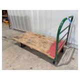 Industrial Wooden Platform Cart with Metal Handle and Casters