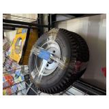 Pair - 4.80/4.00-8 NHS Tubeless Nylon Tires Mounted on White Metal Rims