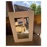 Modern Checkered Wide Framed Decorative Mirror in White, 24in x 30in