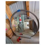 AICO Round Illuminated Wall Mirror with Metal Frame