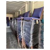Blue stackable cushioned upholstered chairs, quantity - 20.