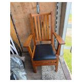 Lot – (2) Wooden Cushioned Chairs with Armrests