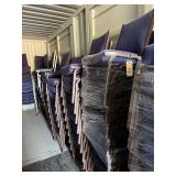 Blue stackable cushioned upholstered chairs,