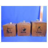 3pc Wood Canister Set