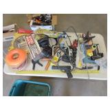 Table Lot w/ Tools, Pellet Pistol, Etc