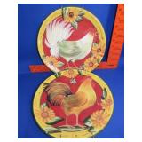 2 Rooster Plates - 10.5"