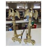 Pair of Brass Federal American Eagle Andirons