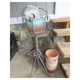 Metal Plant Stand & Terra Cota Pots