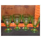 4 Green Depression Glasses