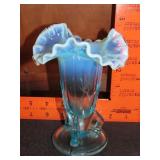 Twig Blue Opalescent Vase