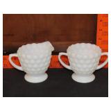 Milk Glass Cream & Sugar