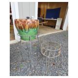 Two Metal Plant Stands With Planter