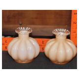Pair of Fenton (?) Small Melon Vases