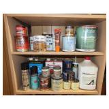 Shelf Lot of Misc. Chemicals, Paints, Etc.