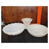 Three Pieces Of Milk Glass