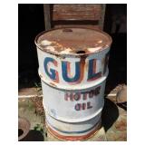 Gulf Painted Motor Oil Drum