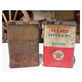 Two Advertising Oil Cans