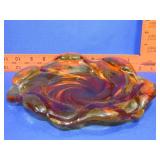 Fenton Amber Swirl Ashtray - 9.5"