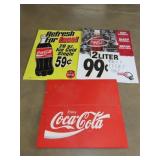 3 Plastic Coca Cola Signs