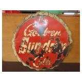 Golden Cola Sun Drop Button Metal Sign - 34"