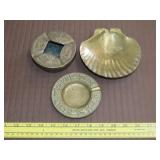 3 Brass Ashtrays