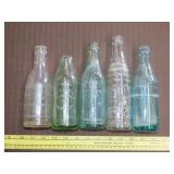 4 Coke & 1 Catawba Club Bottles - Damaged