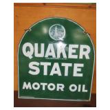Quaker State Tombstone Double Sided Metal Sign