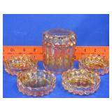 5 Piece Carnival Glass Smoke Set
