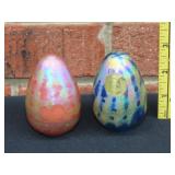 2 Art Glass Paperweights - Signed