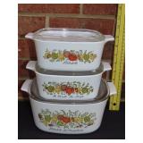 Three Pc. Corningware Spice Of Life Casseroles