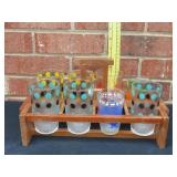 Vintage Glasses w/ Wood Carrier