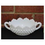 Fenton Milk Glass Hobnail Nut Bowl