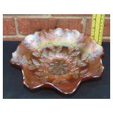 Fenton Carnival Glass Holly Bowl - 9"