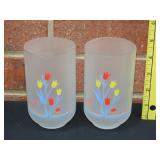 Two Frosted Tulip Glasses