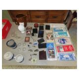 Table Lot w/ Maps, Whistles & Glassware