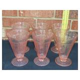 6 Pink Depression Glasses