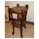 Walnut Victorian Decorated Plant Stand - 12x13x28