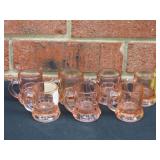 7 Federal Pink Depression Shot Glasses