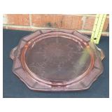 Pink Depression Cake Plate - 10"