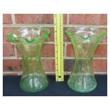 Pair of Uranium Glass Vases