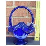 Fenton Cobalt Blue Winter Scene Basket